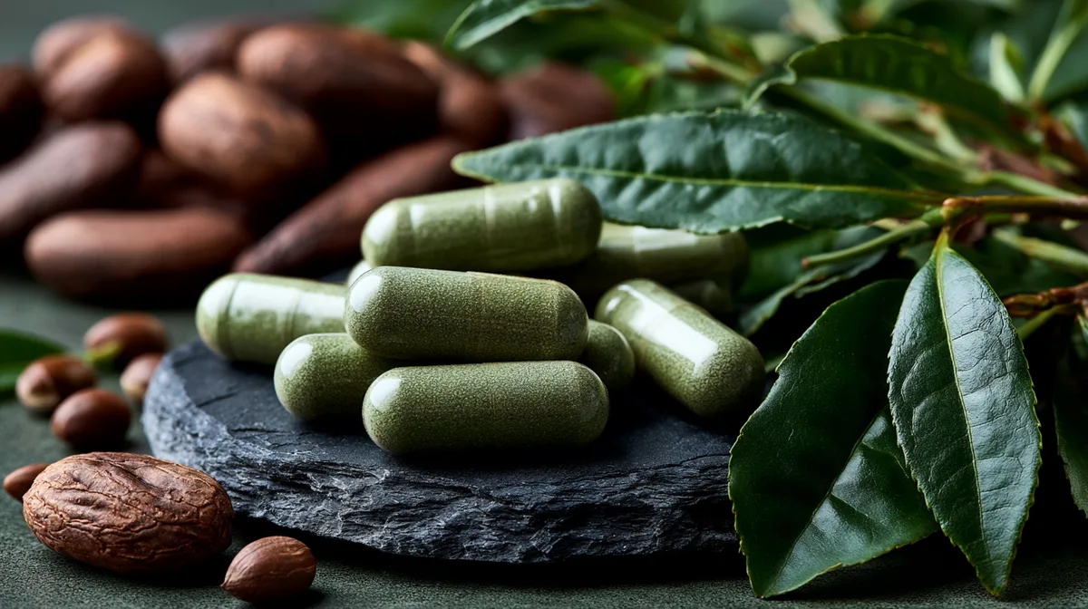Meilleure épicatéchine 2026 - gélules naturelles à base de cacao sur ardoise